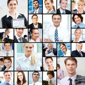 Collage of images with different businesspeople