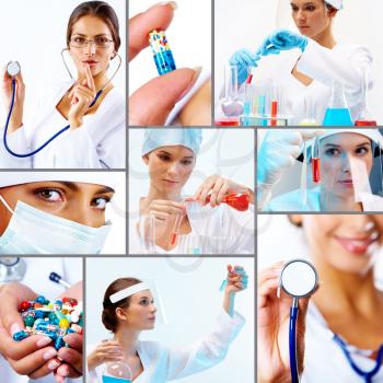 Collage of collection of medical and chemical  professionals  