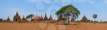 Panoramic view of Buddhist Temples in Bagan, Myanmar