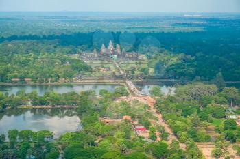 Aerial view of Angkor Wat Temple, Cambodia, Southeast Asia