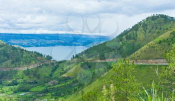 View of mountains in Sumatra and Lake Toba, Indonesia, Southeast Asia