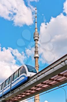 TV tower Ostankino and monorail train, Moscow, Russia, East Europe