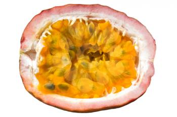 One passion fruit isolated on white background