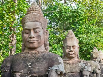 Stone faces in Angkor Wat Area, near Siem Reap, Cambodia, Southeast Asia