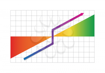 Graph and arrow showing business progress on grid background, Vector Illustration