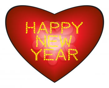 Happy New Year made from hearts on heart background, vector illustration