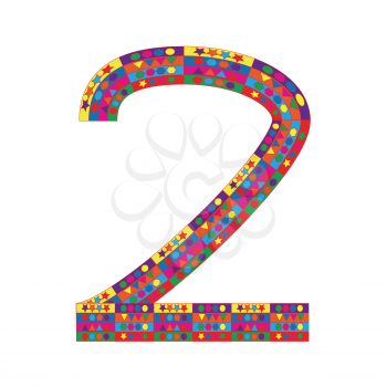 Number 2 on white background from colorful graphic letter collection, Vector Illustration