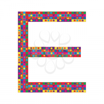 Letter E on white background from colorful graphic letter collection, Vector Illustration
