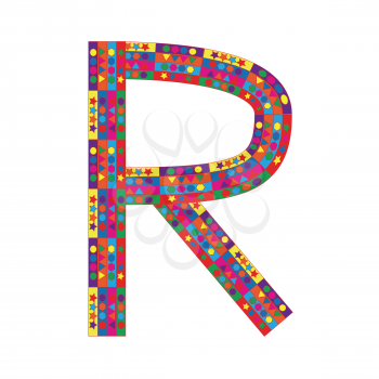 Letter R on white background from colorful graphic letter collection, Vector Illustration