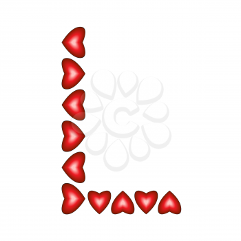 Letter L made of hearts on white background
