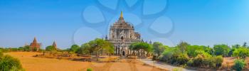 Panoramic view of Buddhist Temples in Bagan, Myanmar, Southeast Asia