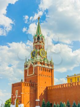 Moscow Kremlin, Spasskaya (Saviour) clock tower, Red Square, Moscow, Russia
