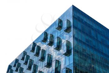 Modern glass office building isolated on white background