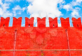Red brick wall of the Moscow Kremlin, Russia