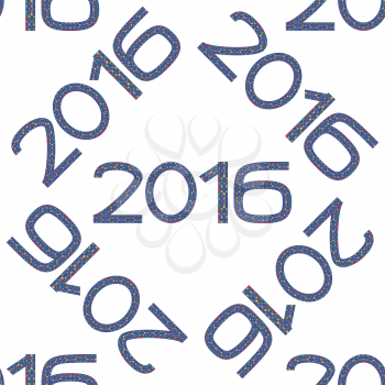 Seamless pattern with numbers of year 2016 on white background