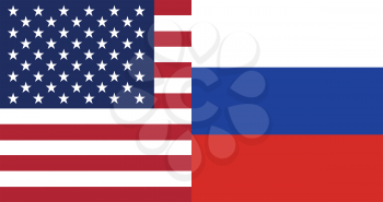 American and Russian flags together in correct colors