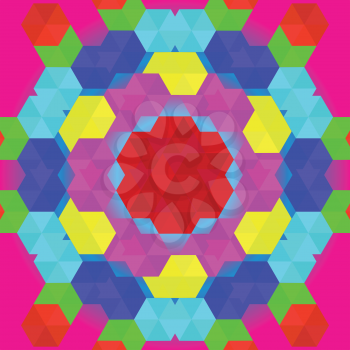 Colorful geometric pattern of hexagons in rainbow colors