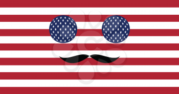 Icon in colors of the American flag with mustaches