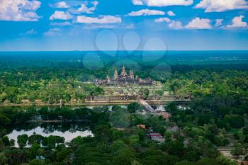Beautiful aerial view of Angkor Wat Temple, Cambodia, Southeast Asia