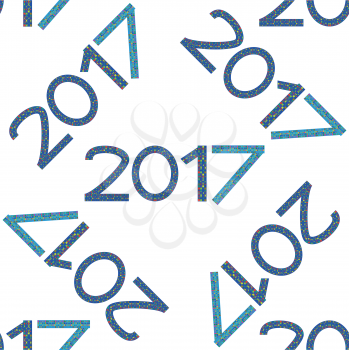 Seamless pattern with numbers of year 2017 on white background