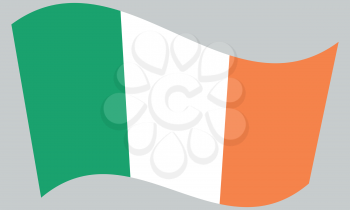 Flag of Ireland waving on gray background
