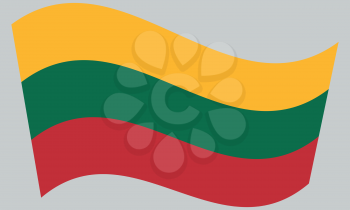 Flag of Lithuania waving on gray background