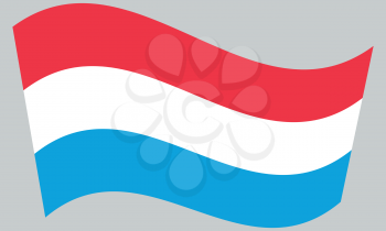 Flag of Luxembourg waving on gray background