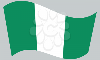 Flag of Nigeria waving on gray background