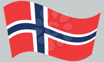 Flag of Norway waving on gray background