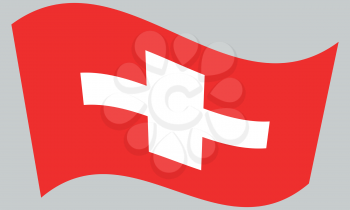 Flag of Switzerland waving on gray background