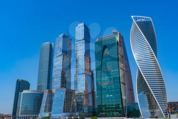 Modern skyscrapers in Moscow city downtown, Russia