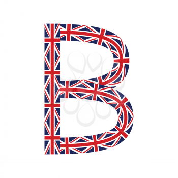 Letter B made from United Kingdom flags on white background