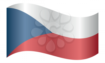 Flag of Czech Republic waving on white background