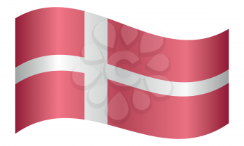 Flag of Denmark waving on white background