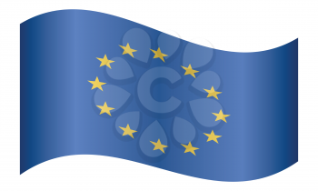 Flag of Europe, European Union, waving on white background