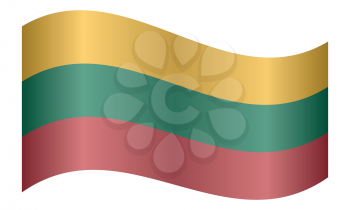 Flag of Lithuania waving on white background