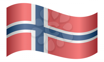 Flag of Norway waving on white background