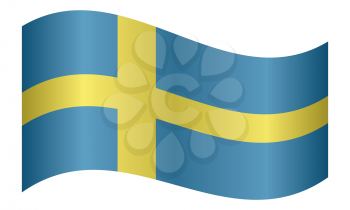 Flag of Sweden waving on white background