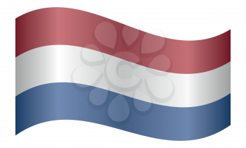 Flag of the Netherlands waving on white background