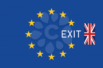 Brexit concept. Flags of Europe and United Kingdom with word Exit. 