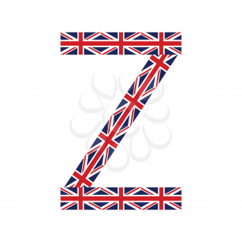 Letter Z made from United Kingdom flags on white background