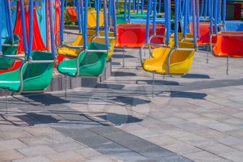 Colorful swing ride at the amusement park