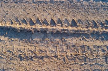 Texture of wheel track in the sand