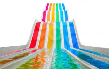 Beautiful colorful water slides on white background