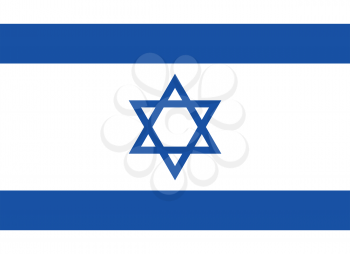 Flag of Israel in correct size, proportions and colors. Accurate dimensions. Star of David. Israeli national flag.