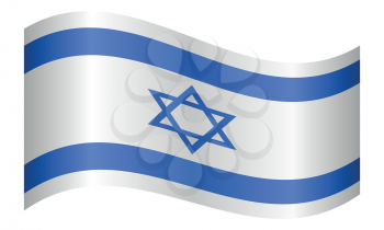 Flag of Israel waving on white background. Israeli national flag.