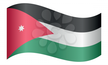 Flag of Jordan waving on white background. Jordan national flag.