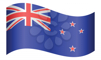 Flag of New Zealand waving on white background. New Zealand national flag.