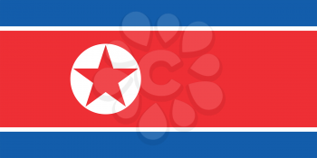 Flag of North Korea, Democratic Peoples Republic of Korea in correct size, proportions and colors. Accurate dimensions. North Korean national flag.