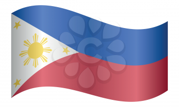 Flag of the Philippines waving on white background. Philippine national flag.